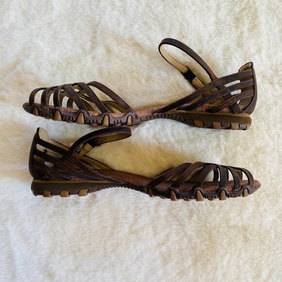 Skechers Brown Leather Adjustable Ankle Strap Sandals Women's size 7.5 - Picture 3 of 7